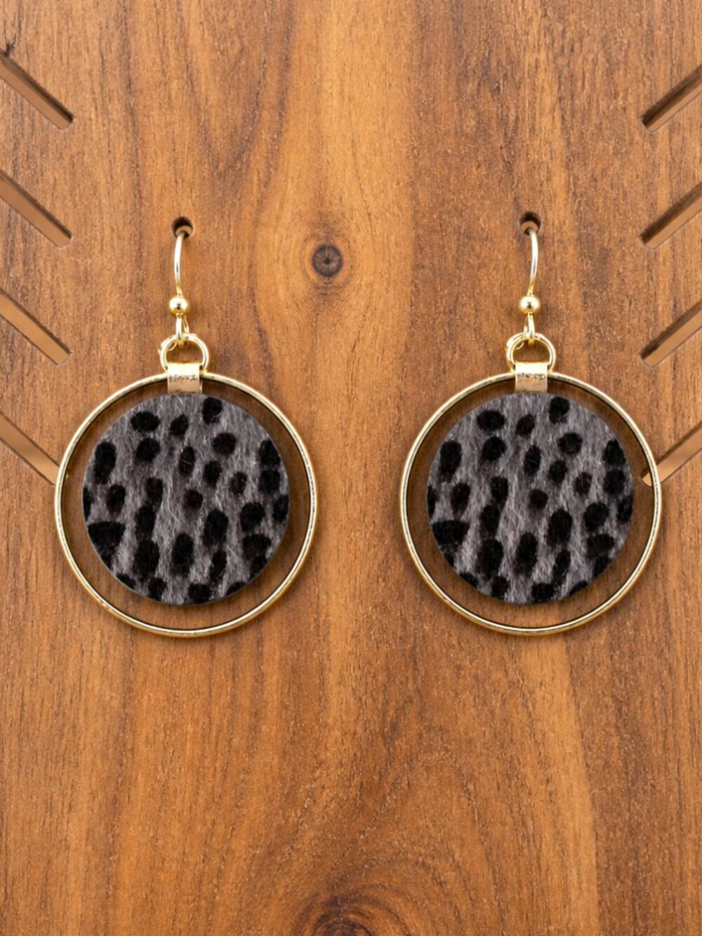 Animal Print Gold Hoop Earrings - Picture 3 of 5